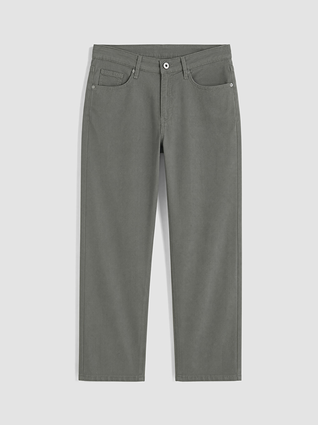 Gri Regular Fit Keten Karışımlı Erkek Pantolon-4