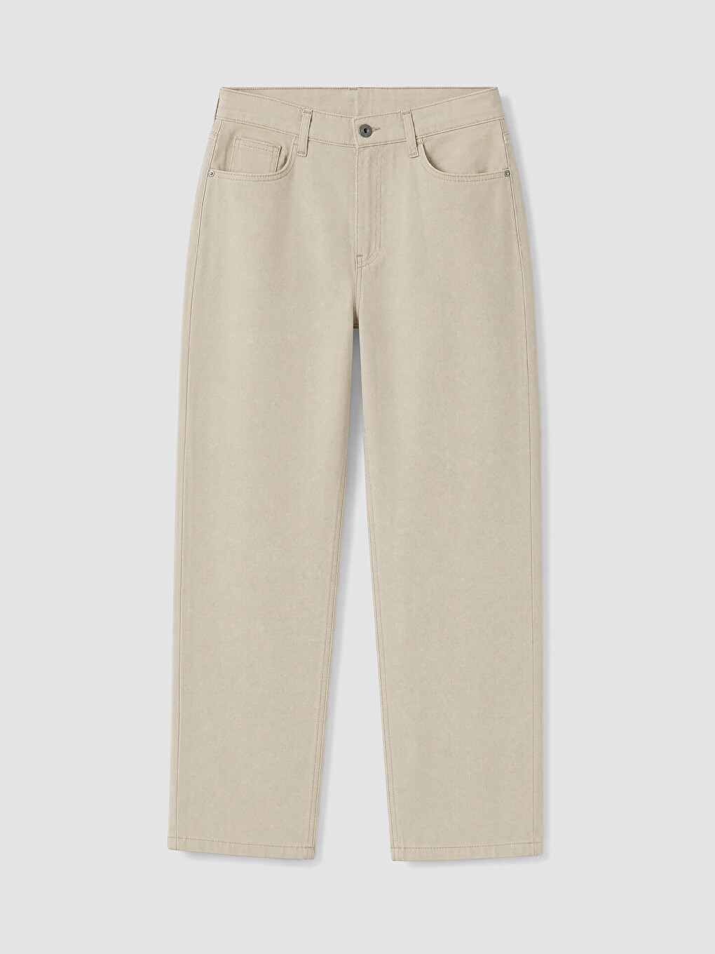 Bej Regular Fit Keten Karışımlı Erkek Pantolon-4