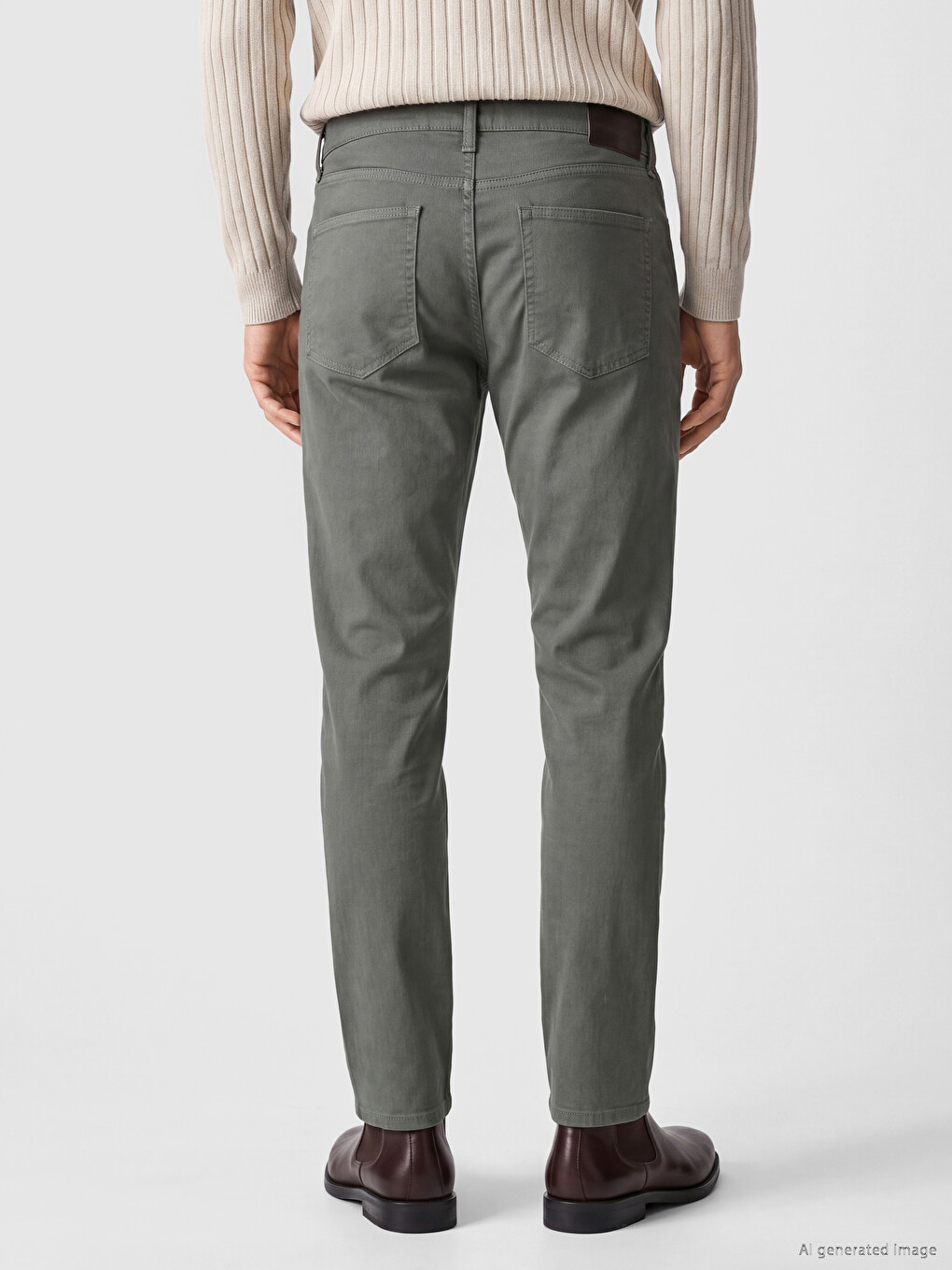 Gri Regular Fit Keten Karışımlı Erkek Pantolon-3