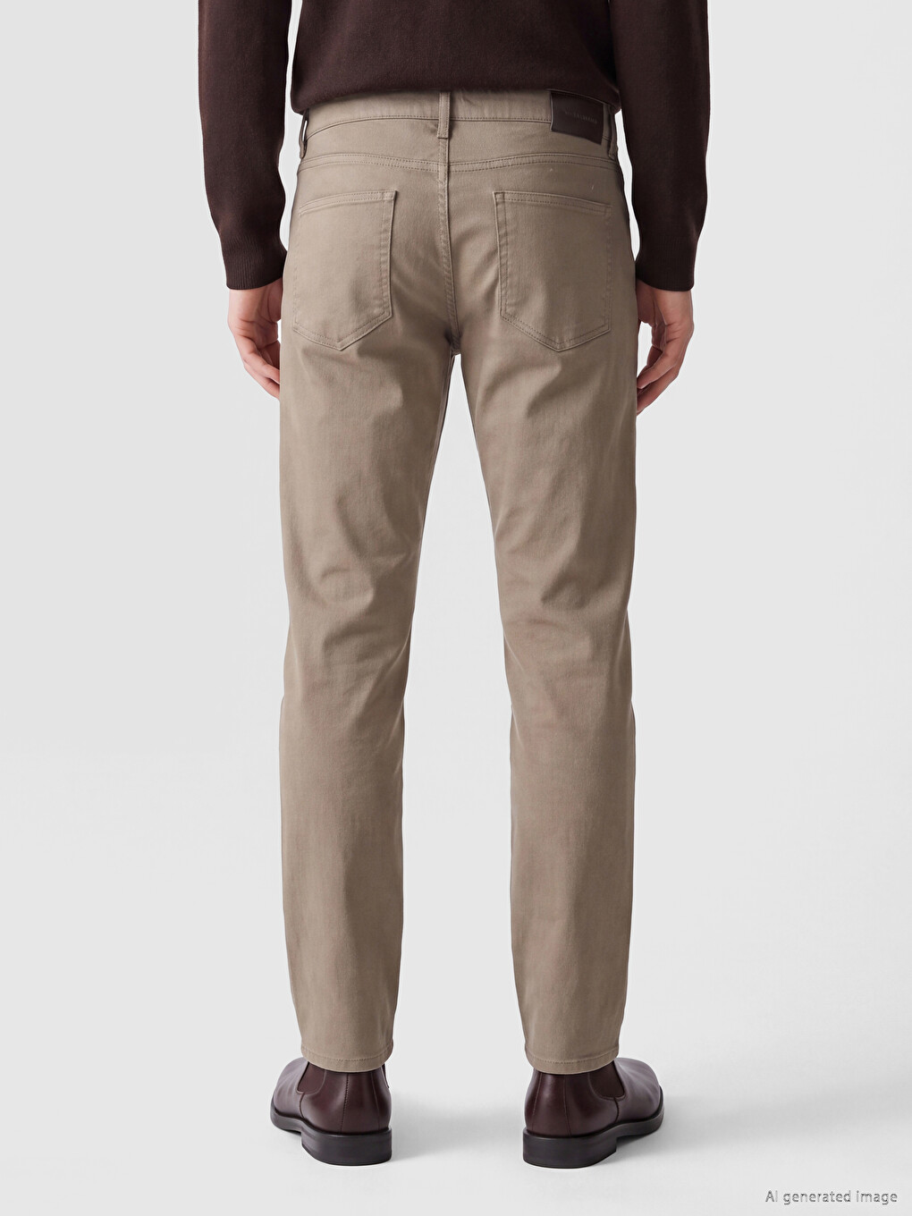 Kahverengi Regular Fit Keten Karışımlı Erkek Pantolon-3