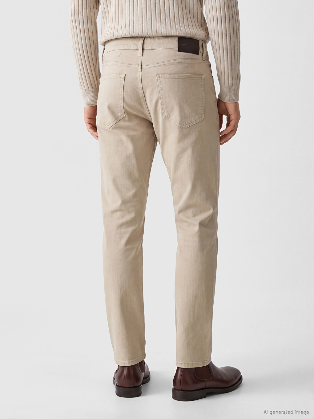 Bej Regular Fit Keten Karışımlı Erkek Pantolon-3