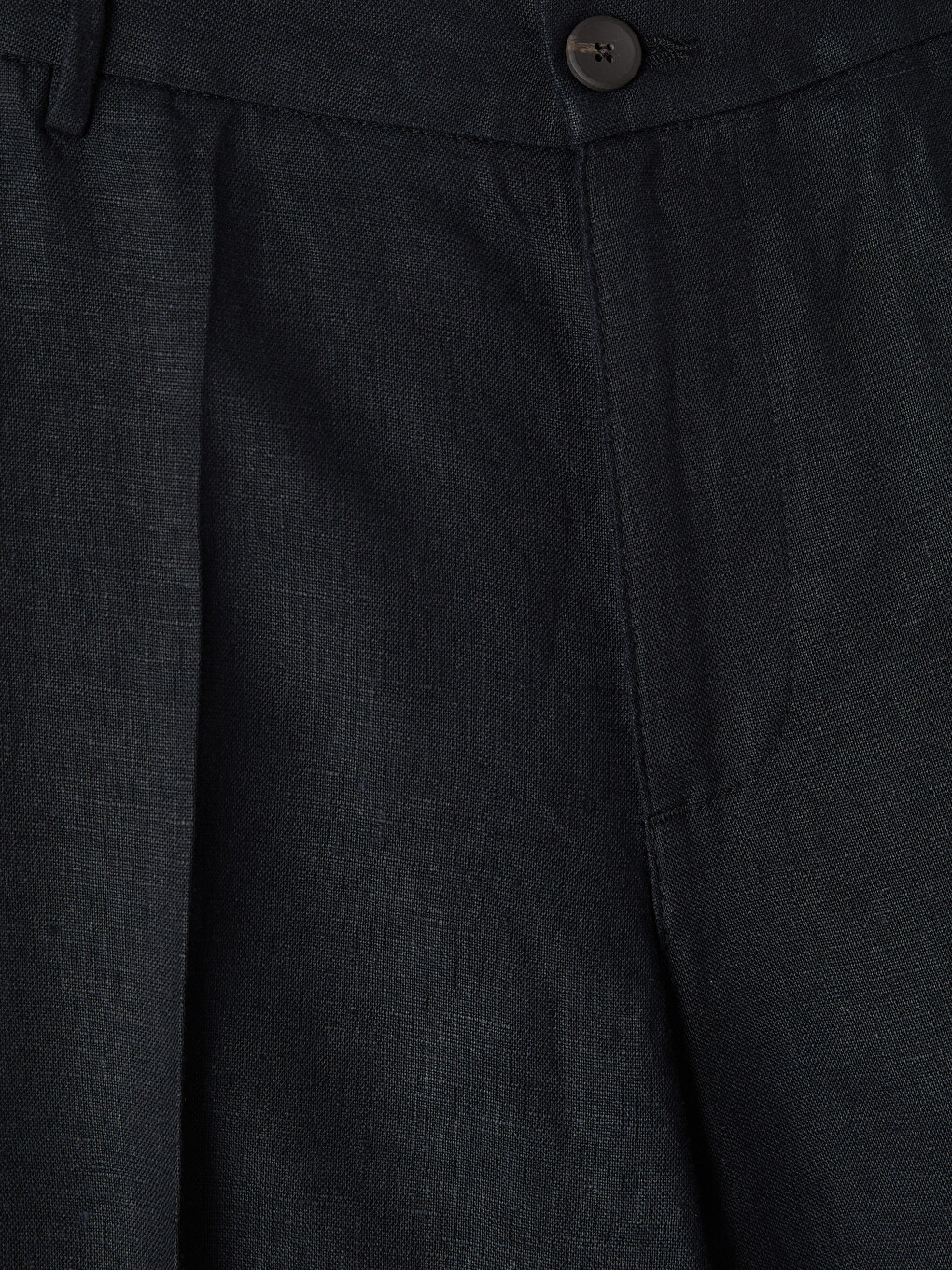 Siyah Regular Fit %100 Keten Erkek Pantolon-1
