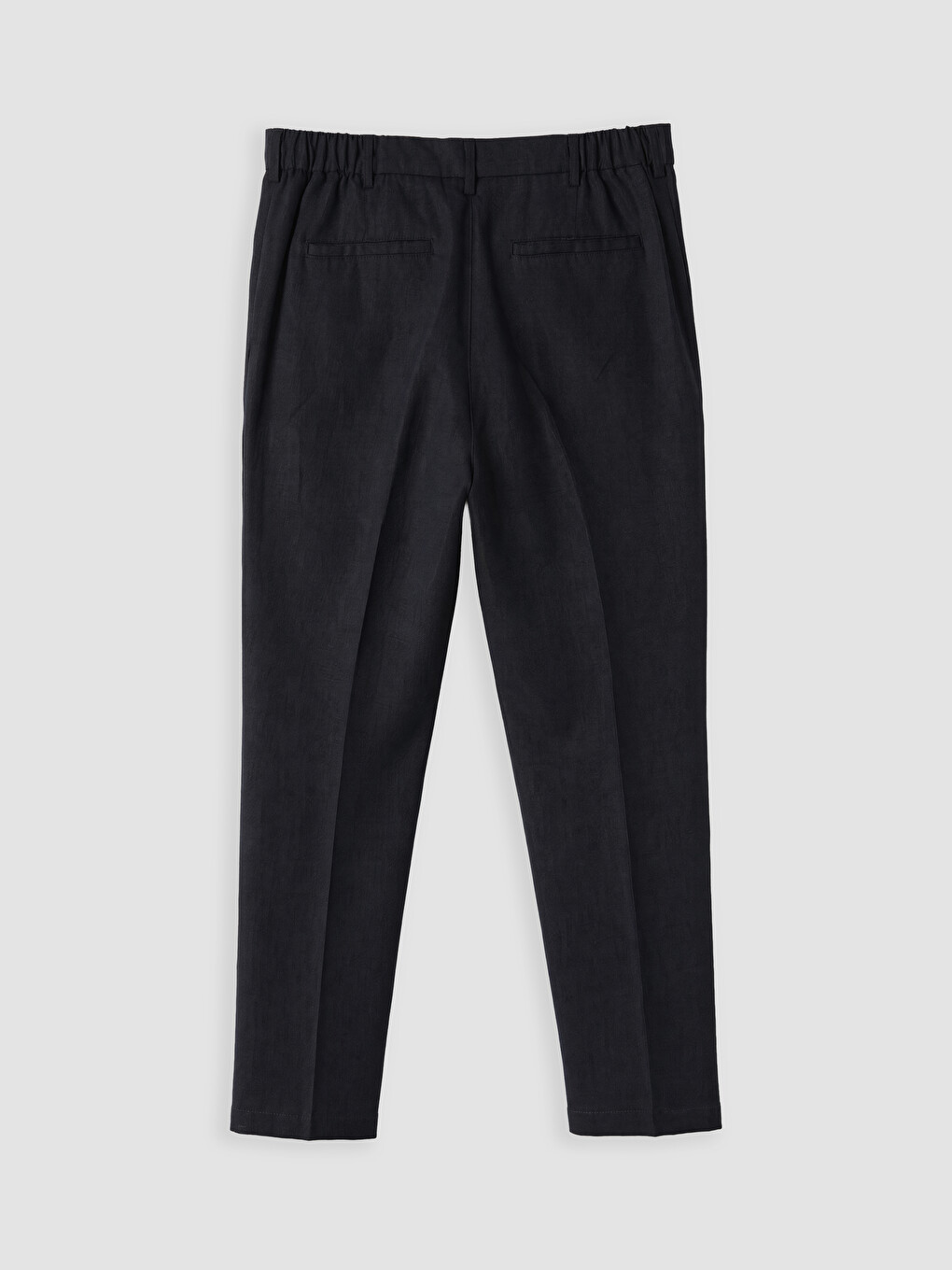 Siyah Regular Fit %100 Keten Erkek Pantolon-2