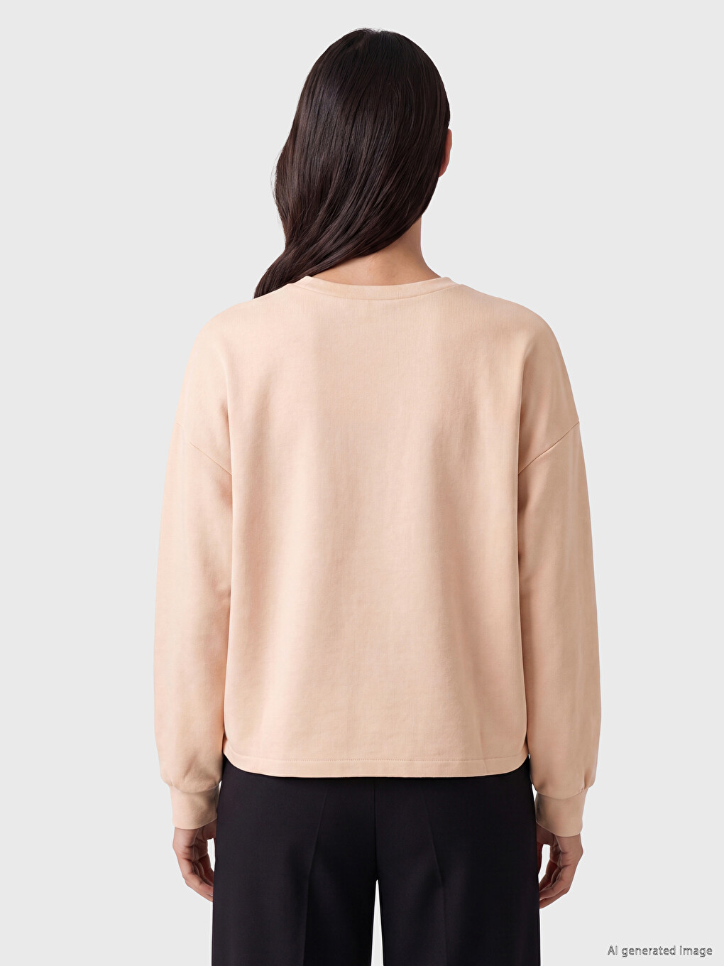 Kahverengi Oversize Soft Touch Kadın Sweatshirt-3