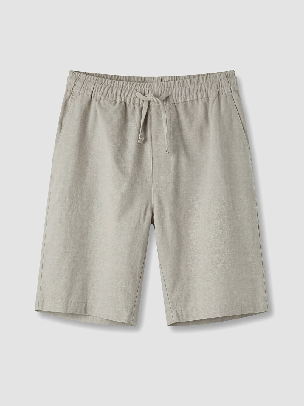 Bej Regular Fit Keten Görünümlü Erkek Şort-4