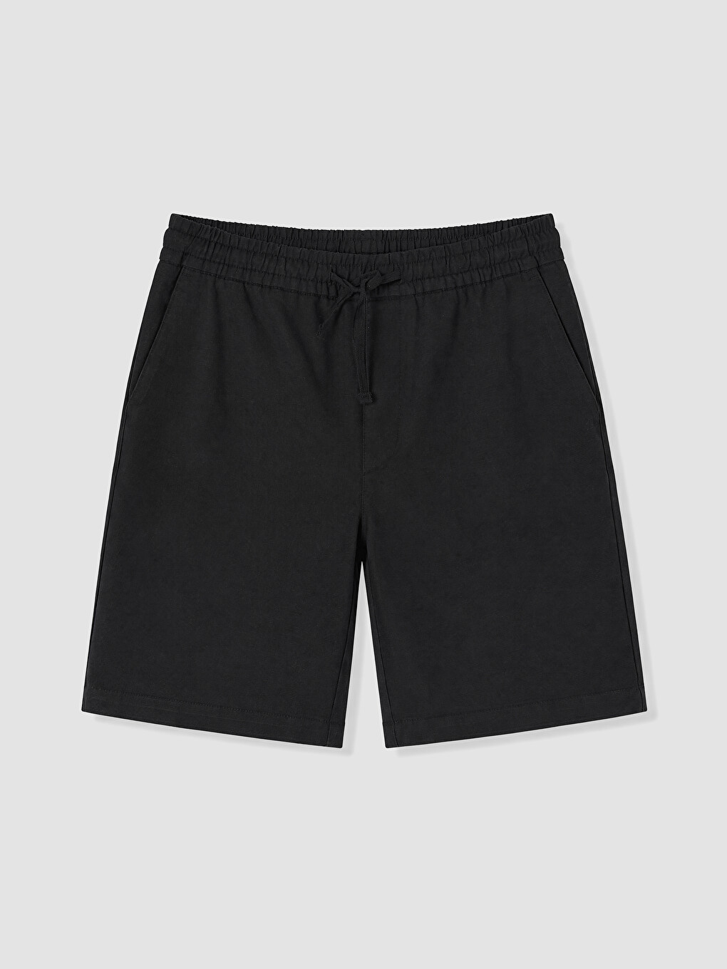 Siyah Regular Fit Keten Görünümlü Erkek Şort