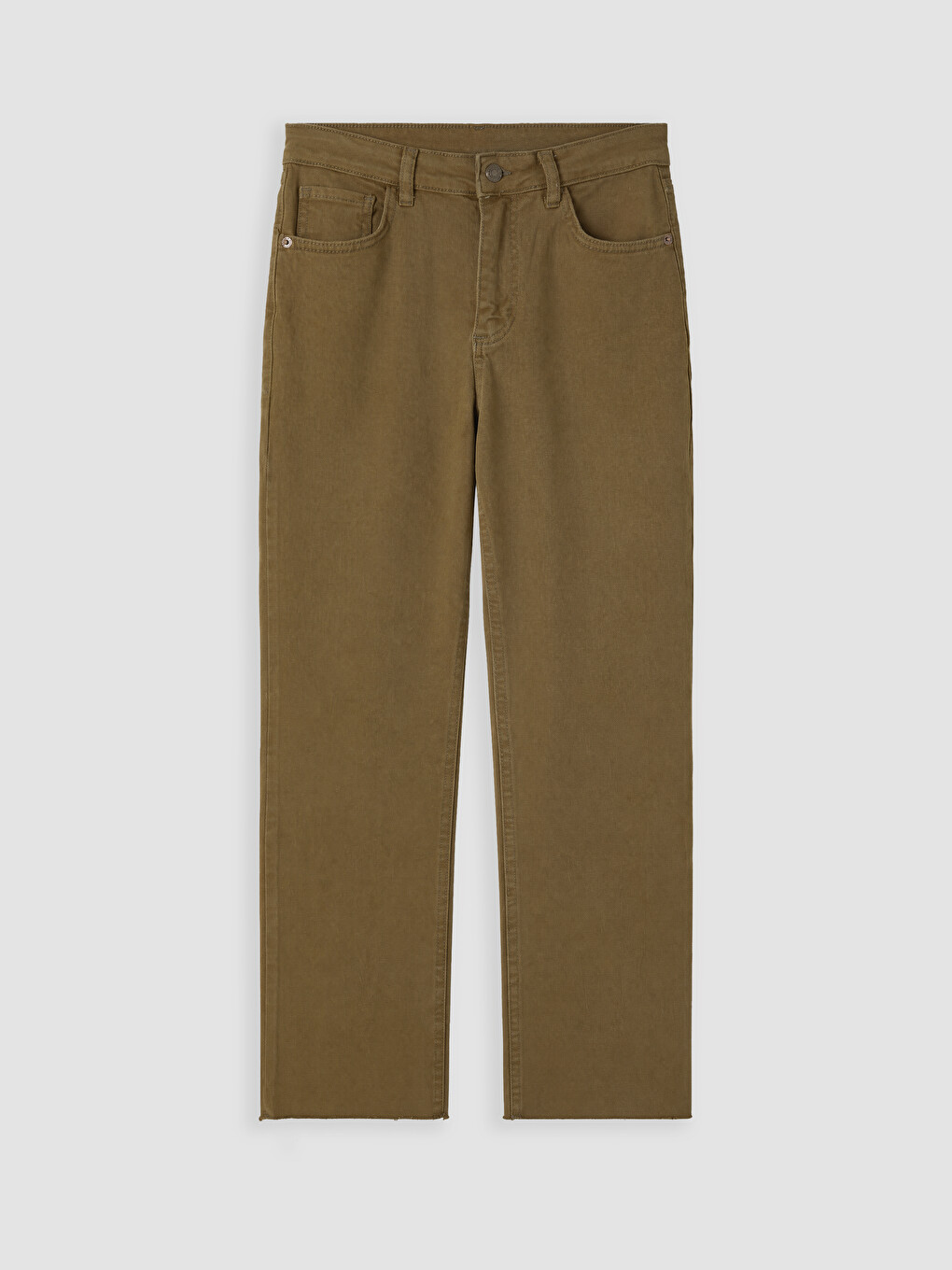 Haki Crop Flare Kadın Jean Pantolon-4