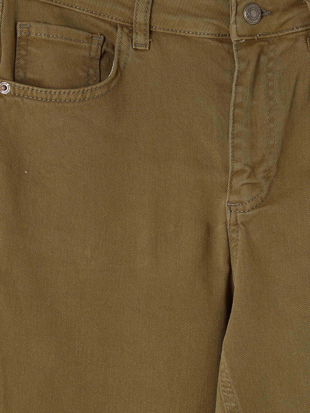 Haki Crop Flare Kadın Jean Pantolon-5