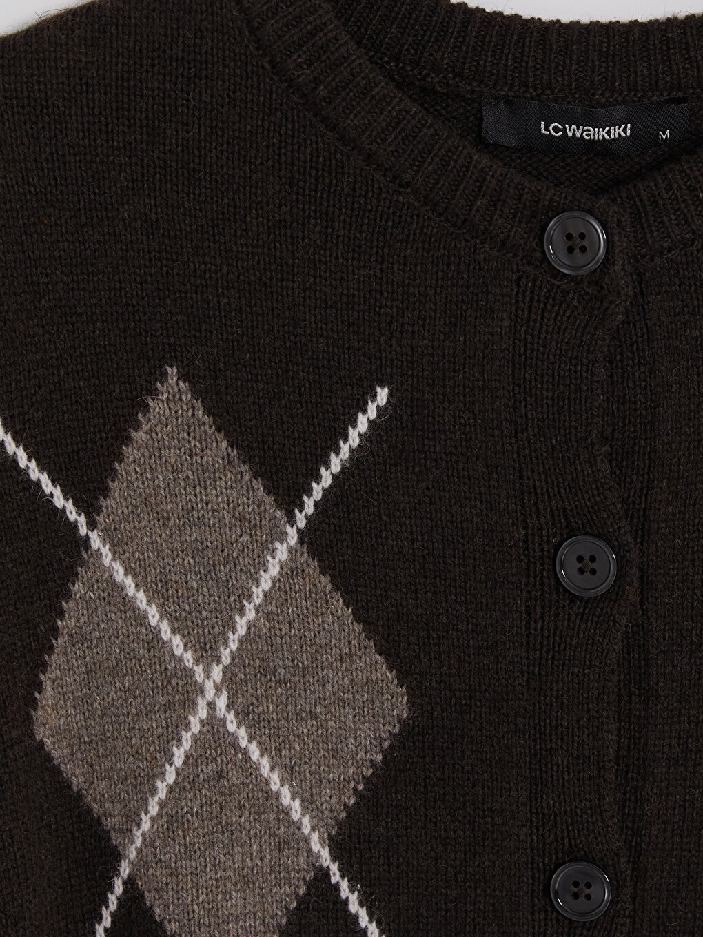 Argyle Patterned Women's Knitwear Cardigan-2