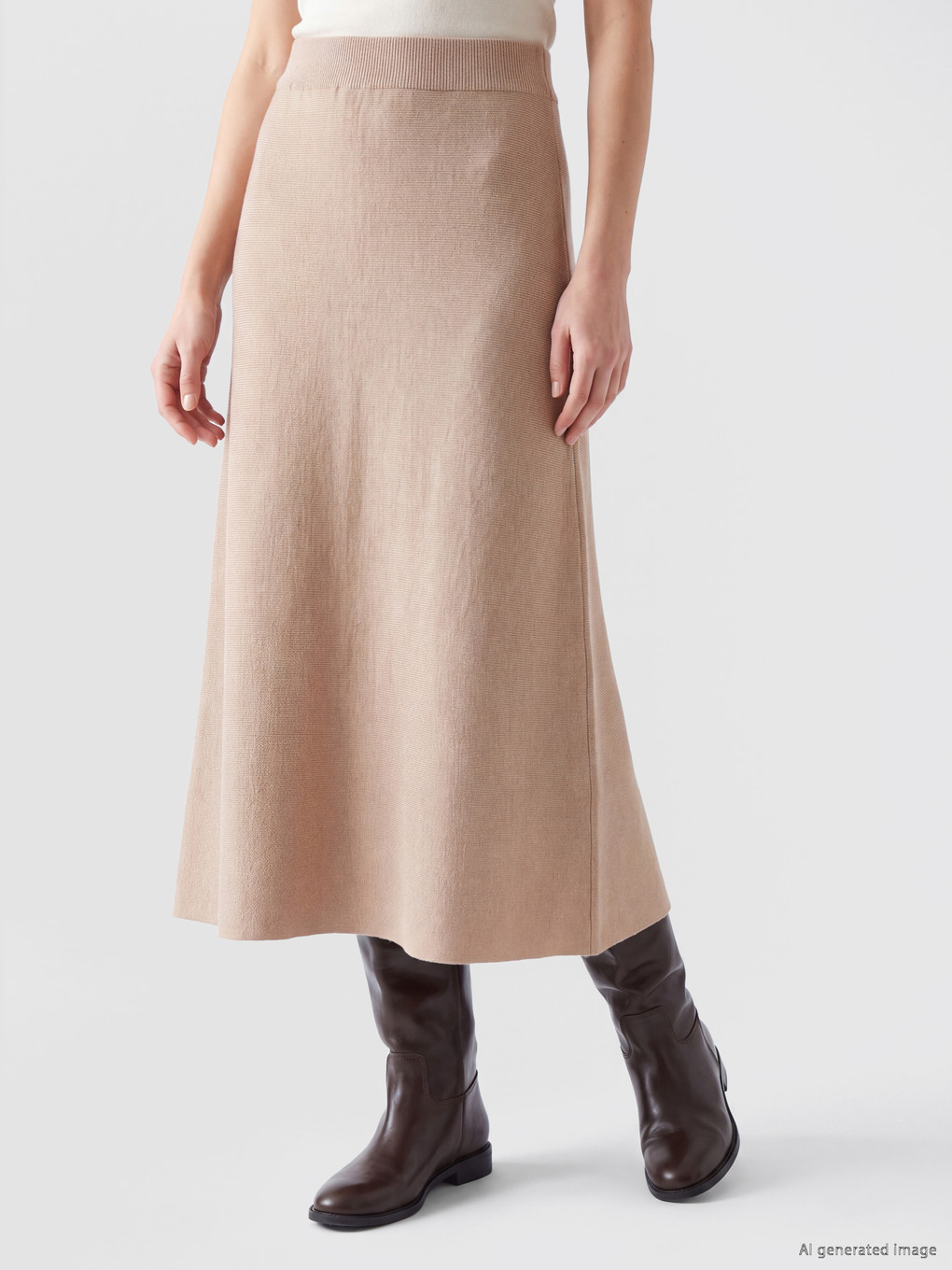 Elastic Waist Knitwear Skirt-1
