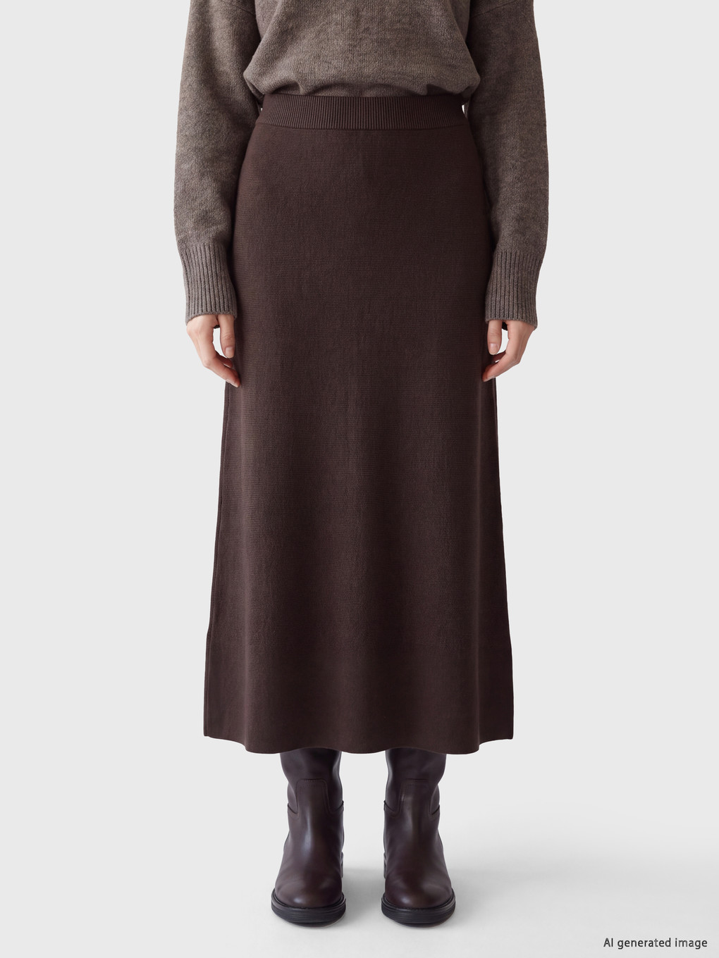 Elastic Waist Knitwear Skirt-1