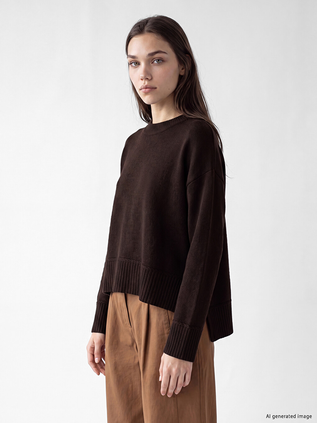 Crew Neck Women's Knitwear Sweater