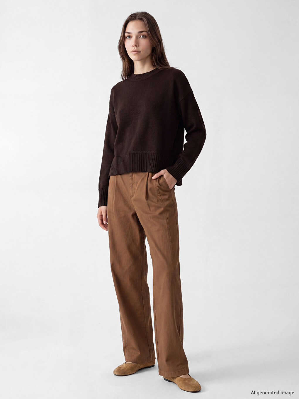Crew Neck Women's Knitwear Sweater-1
