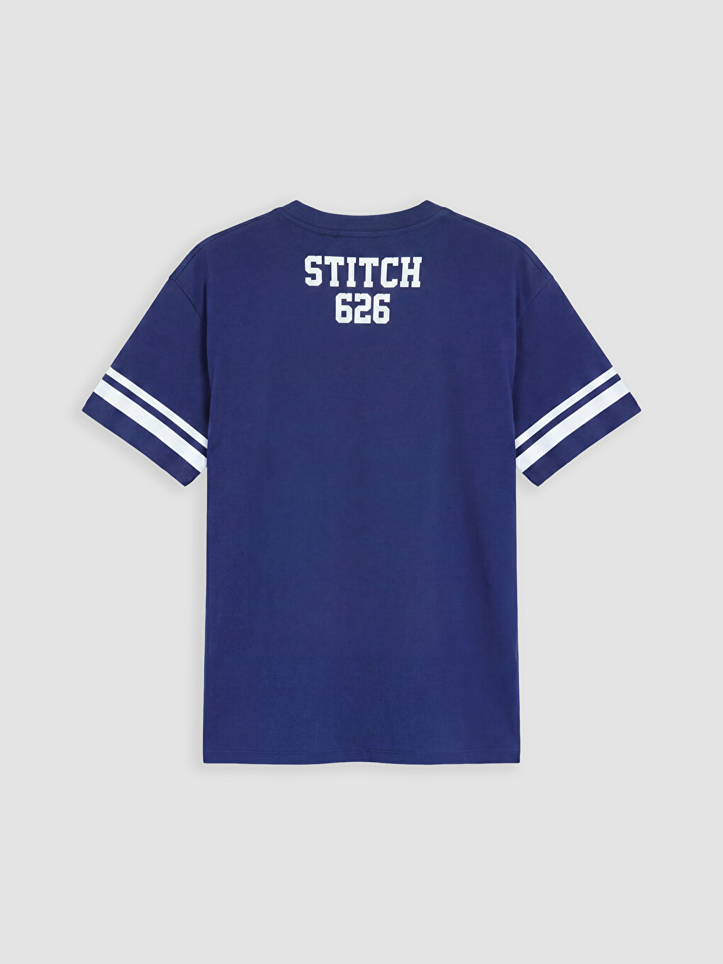Lacivert Stitch Baskılı %100 Pamuklu Kadın Tişört-6