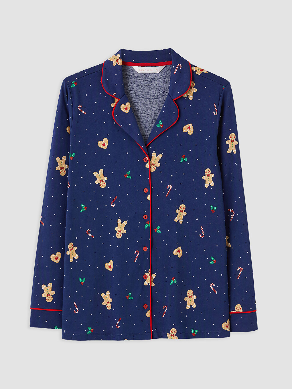 Lacivert Gömlek Yaka Desenli Kadın Pijama Takımı-5