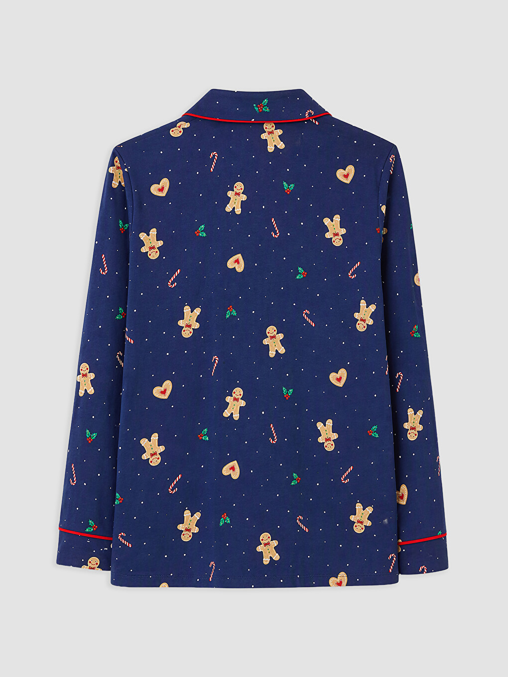 Lacivert Gömlek Yaka Desenli Kadın Pijama Takımı-6