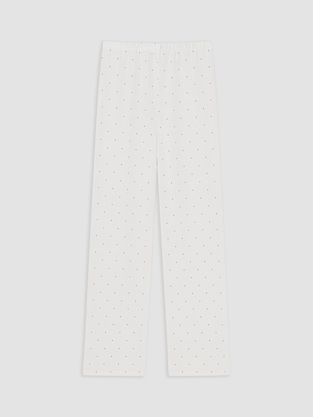 Ekru Kayık Yaka Puantiyeli Kadın Pijama Takım-8