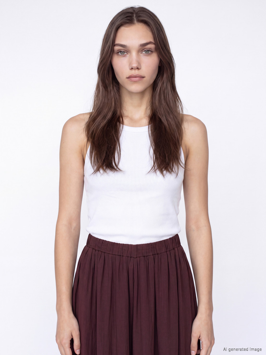 Elastic Waist Flared Midi Women's Skirt-2