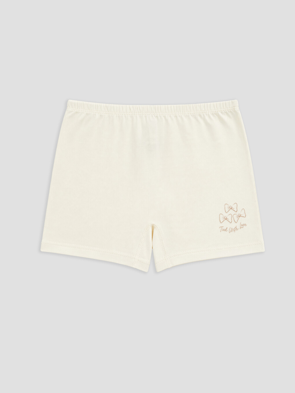 Ekru Fiyonk Baskılı Kız Çocuk Boxer