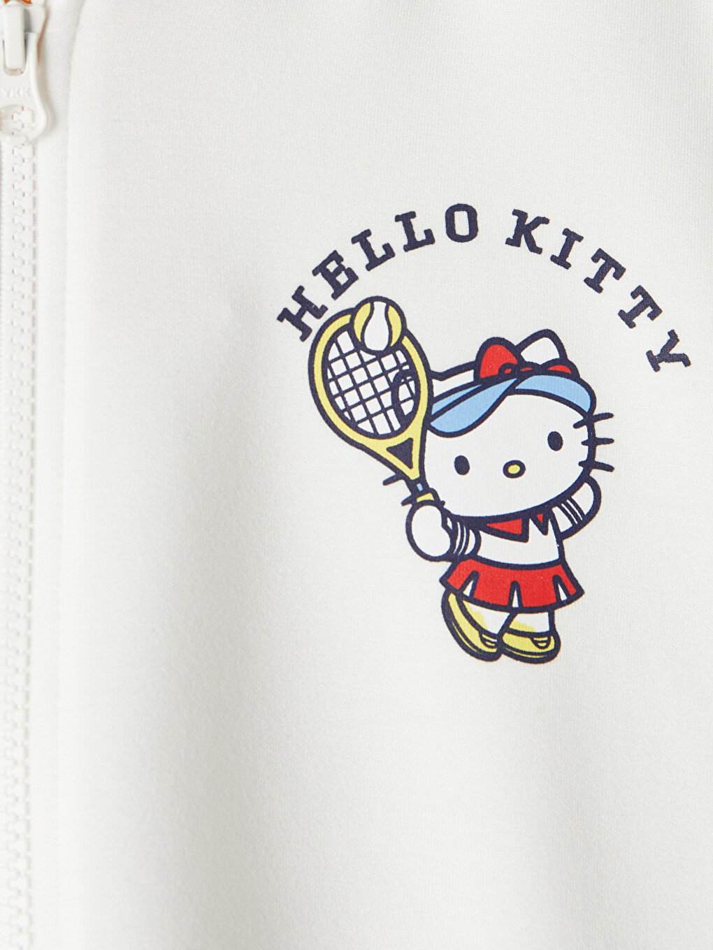 Beyaz Hello Kitty Baskılı Kız Çocuk Fermuarlı Sweatshirt-1