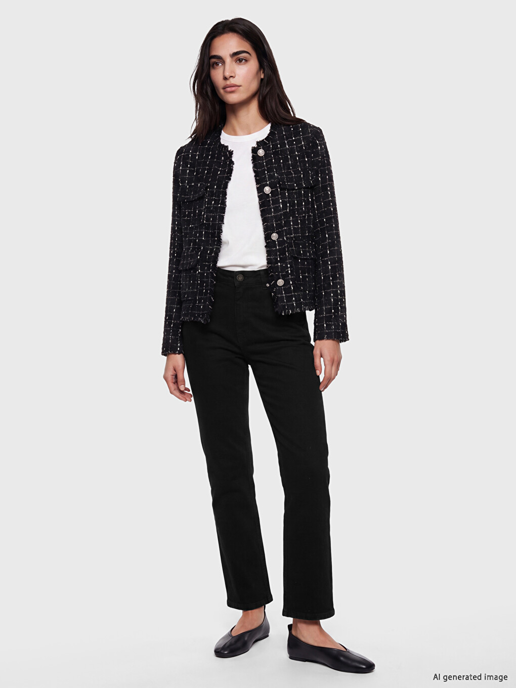 Siyah Yüksek Bel Crop Flare Kadın Jean Pantolon
