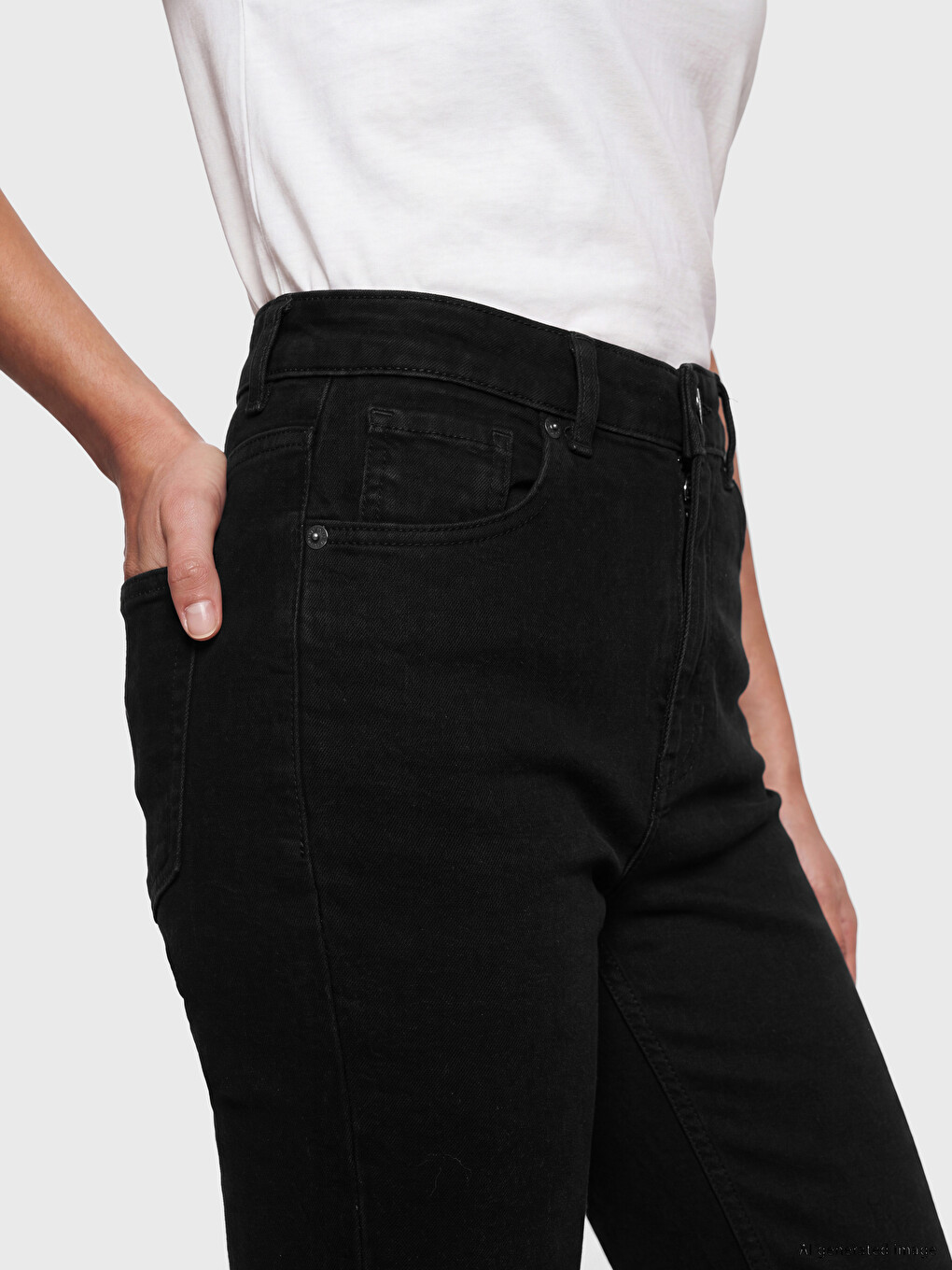 Siyah Yüksek Bel Crop Flare Kadın Jean Pantolon-2