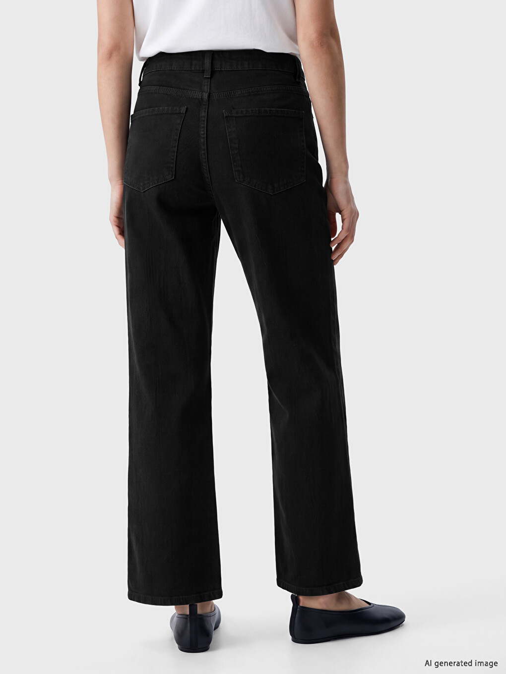 Siyah Yüksek Bel Crop Flare Kadın Jean Pantolon-3