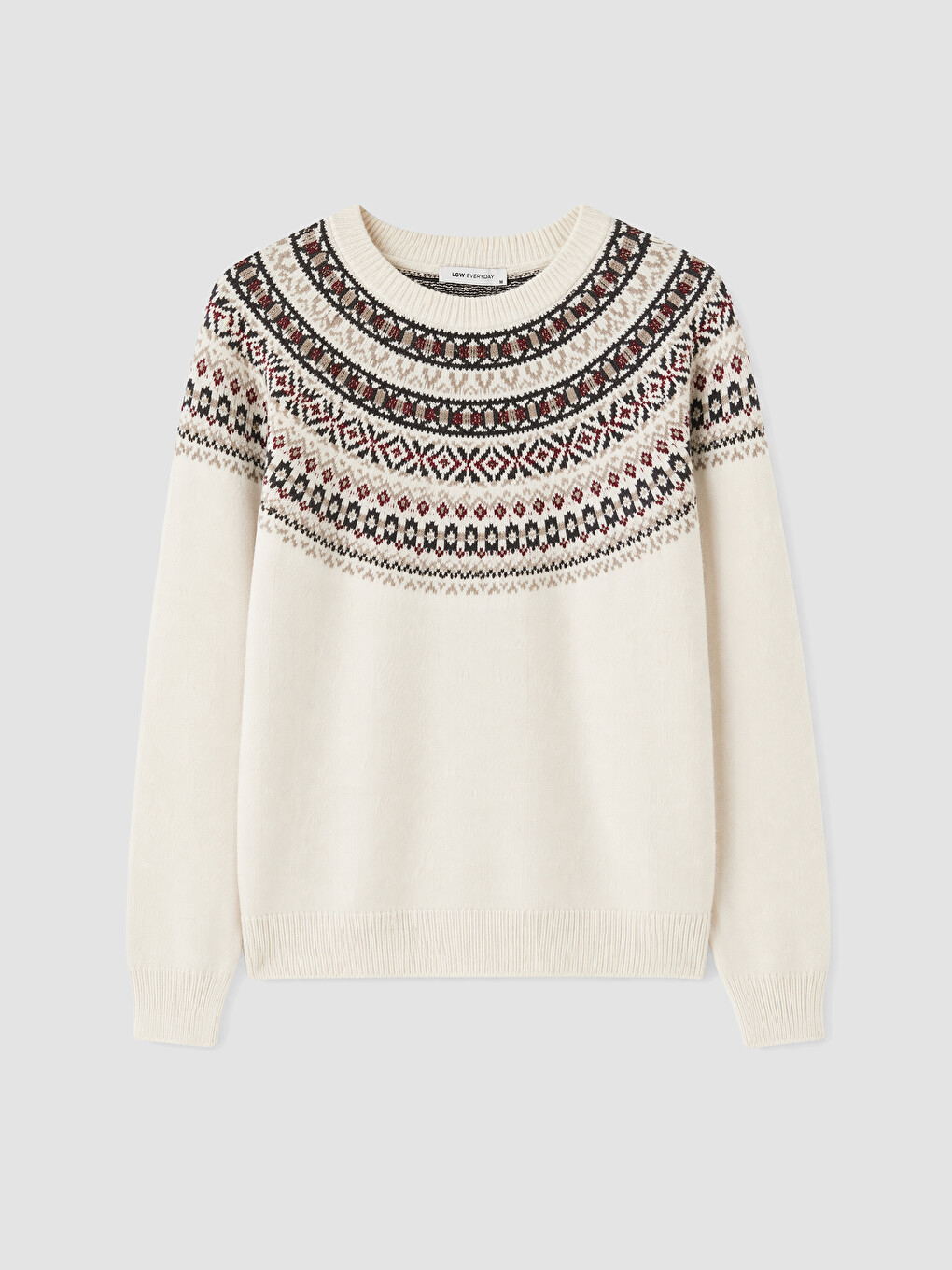Crew Neck Patterned Women's Knitwear Sweater-4