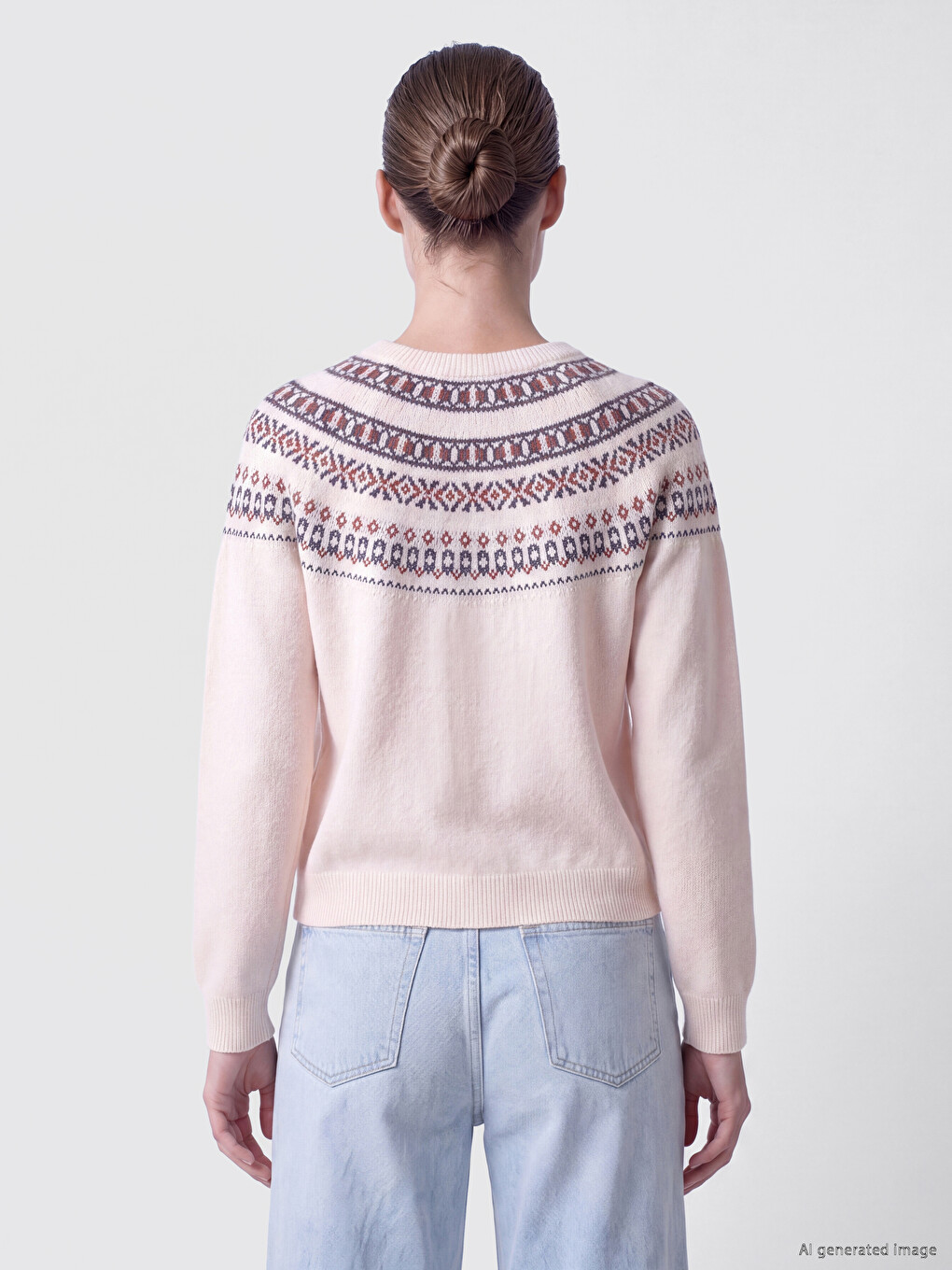 Crew Neck Patterned Women's Knitwear Sweater-3