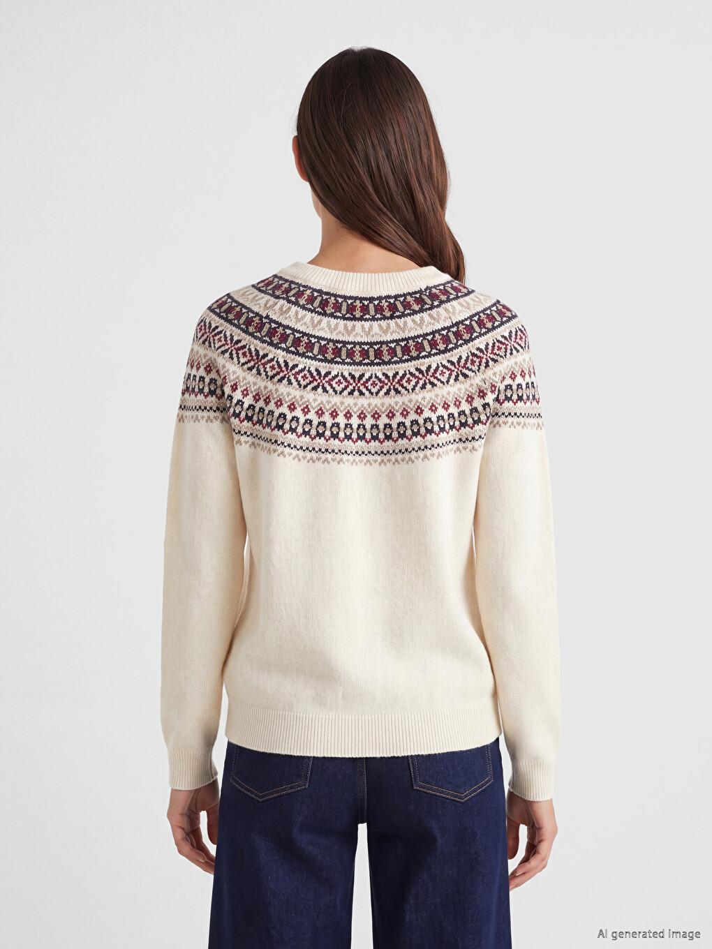 Crew Neck Patterned Women's Knitwear Sweater-3