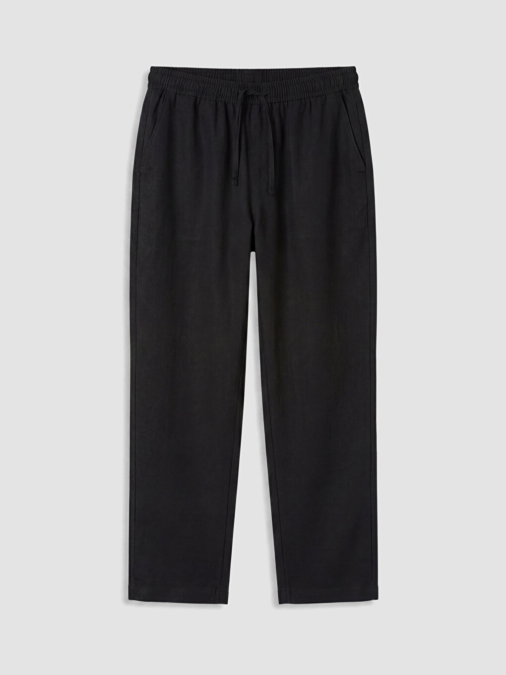 Siyah Regular Fit Keten Görünümlü Erkek Pantolon