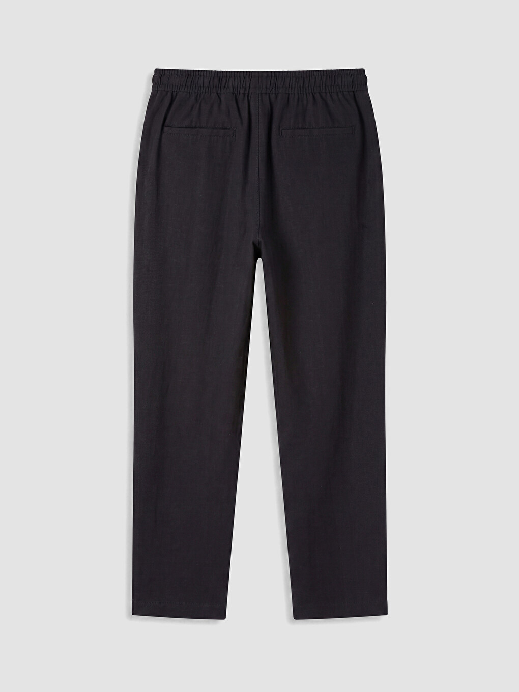 Siyah Regular Fit Keten Görünümlü Erkek Pantolon-2