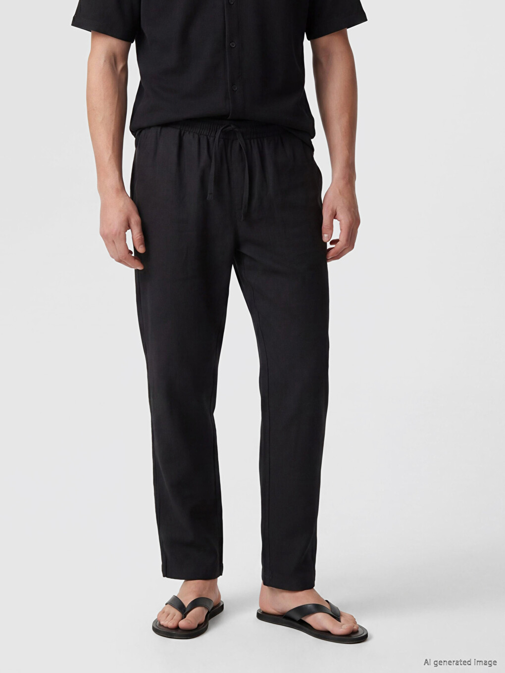 Regular Fit Linen-look Men's Trousers-1