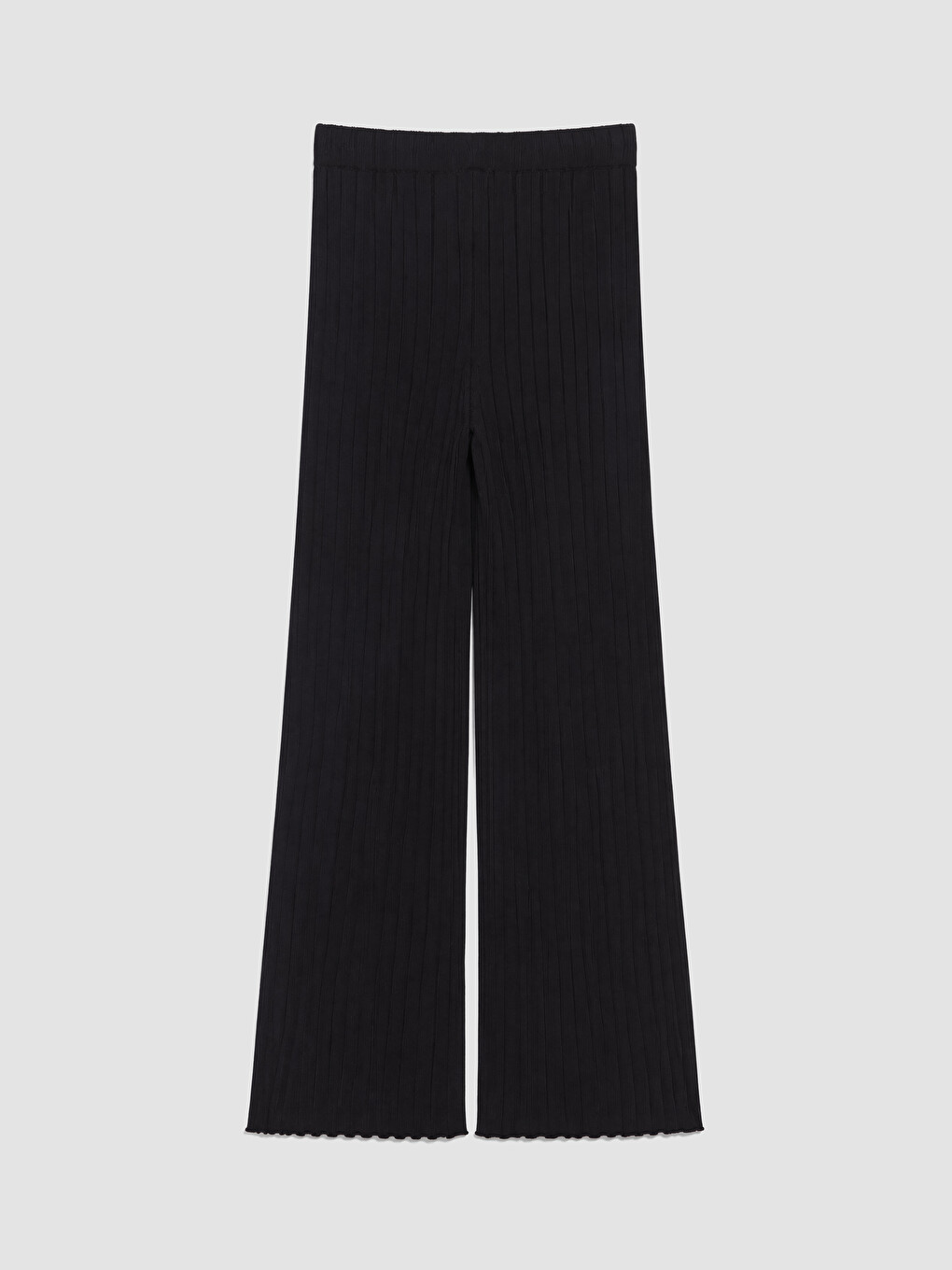 Lacivert Beli Lastikli Fitilli Kadın Triko Pantolon-2
