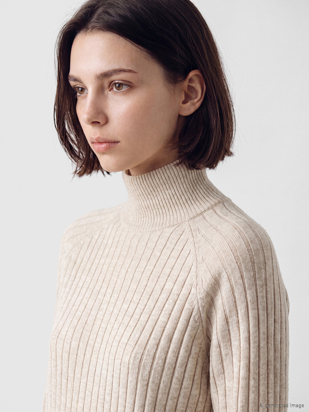 Mock Turtleneck Women's Knitwear Tunic-2