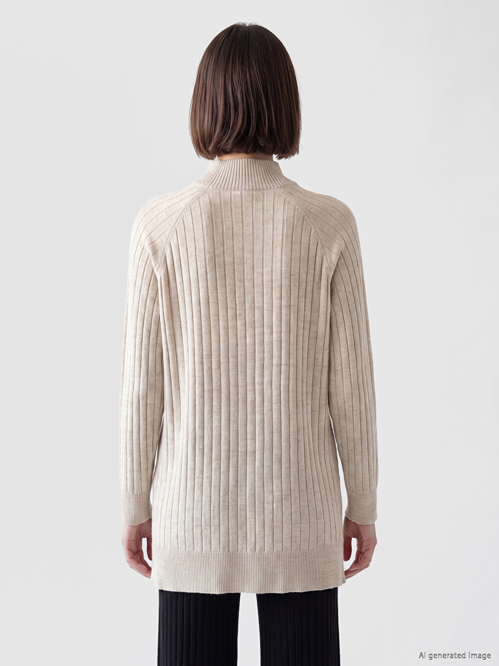 Mock Turtleneck Women's Knitwear Tunic-3