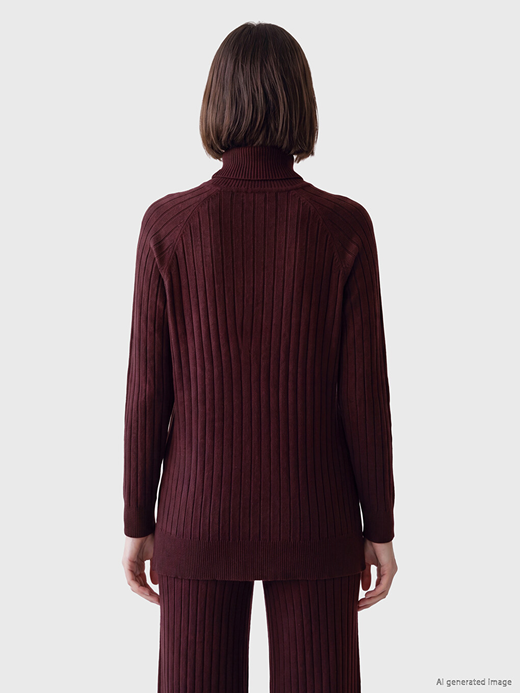 Mock Turtleneck Women's Knitwear Tunic-3
