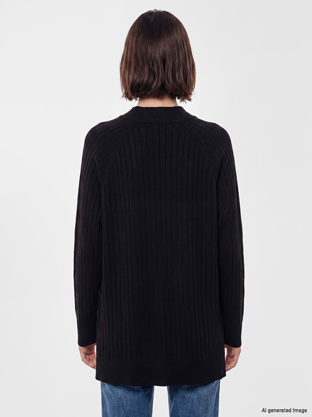 Mock Turtleneck Women's Knitwear Tunic-3