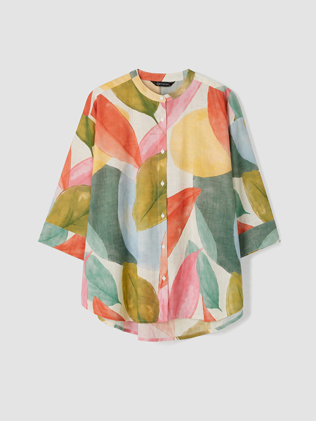 Patterned Grandad Collar Women's Shirt-4