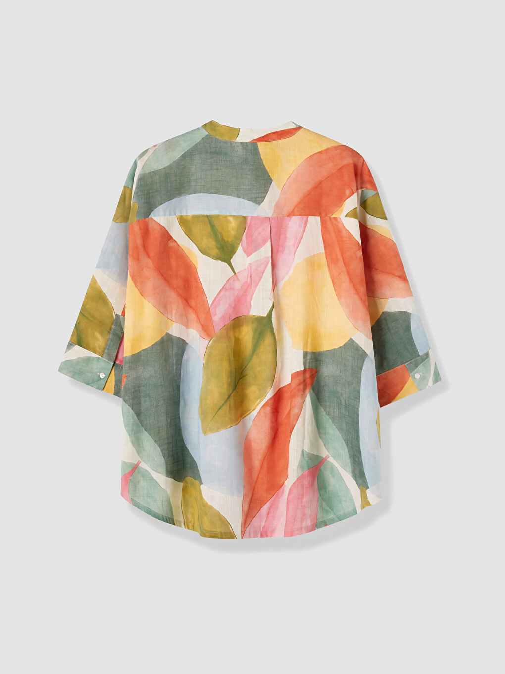 Patterned Grandad Collar Women's Shirt-6