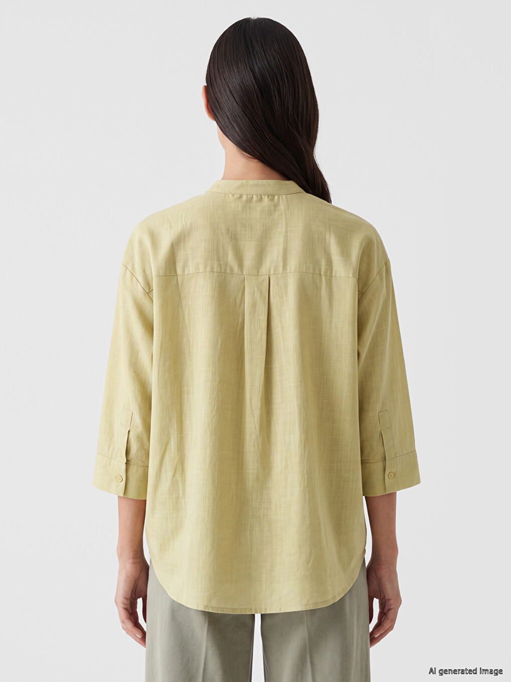 Grandad Collar Regular Fit Women's Shirt-3