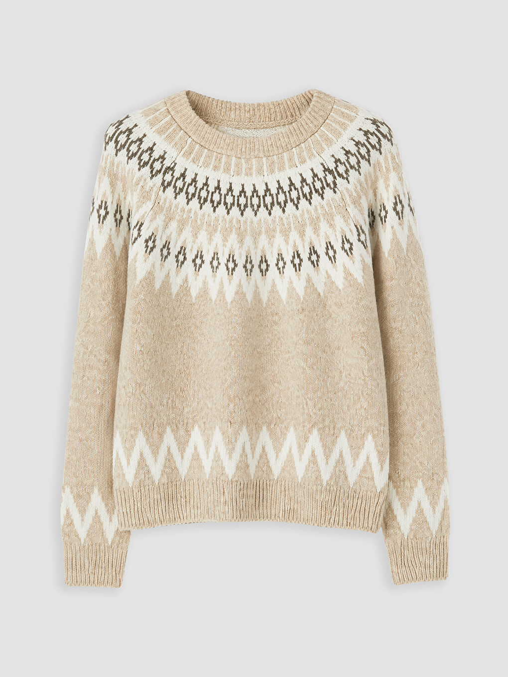 Crew Neck Patterned Women's Knitwear Sweater-4