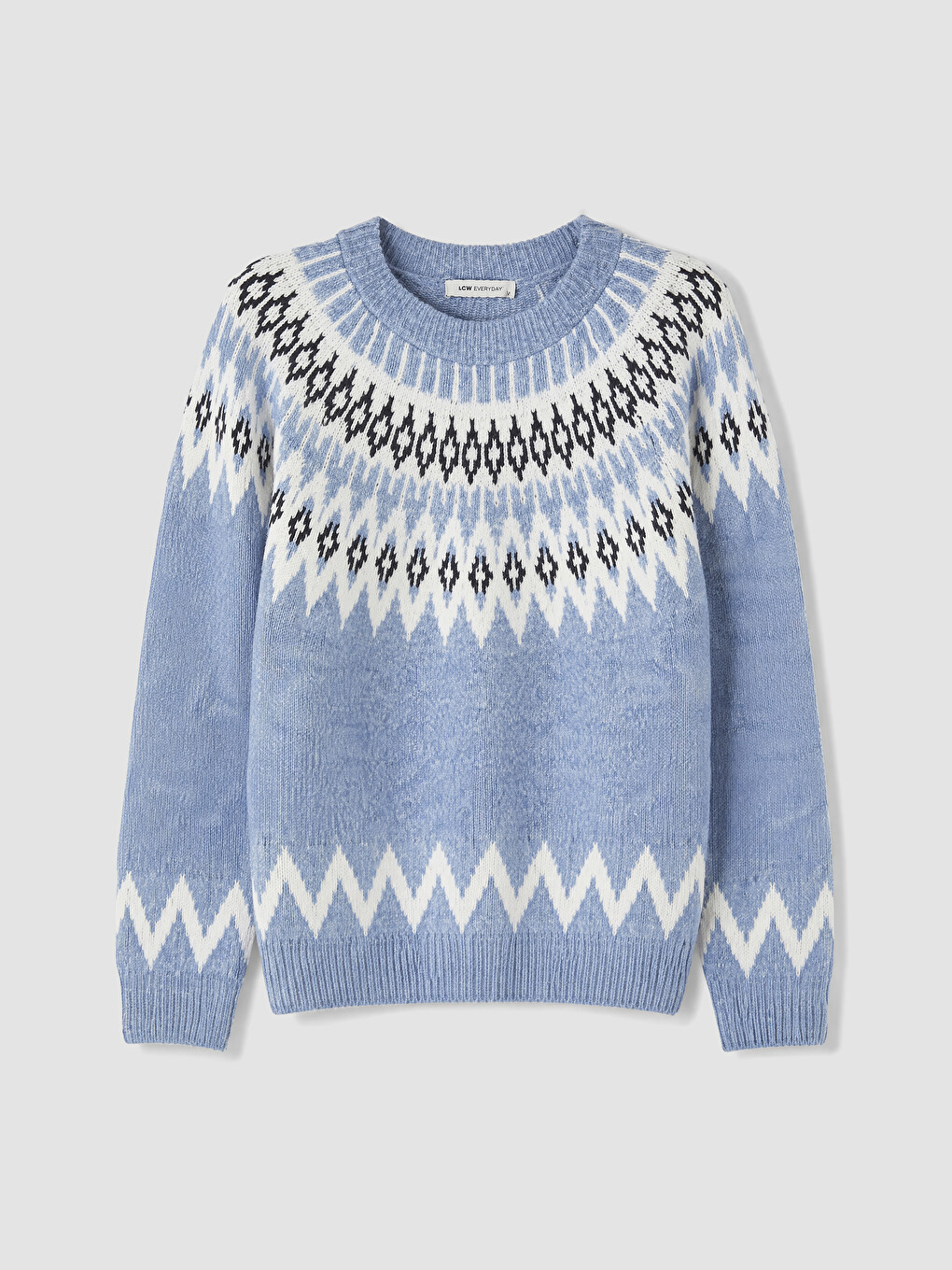 Crew Neck Patterned Women's Knitwear Sweater-4
