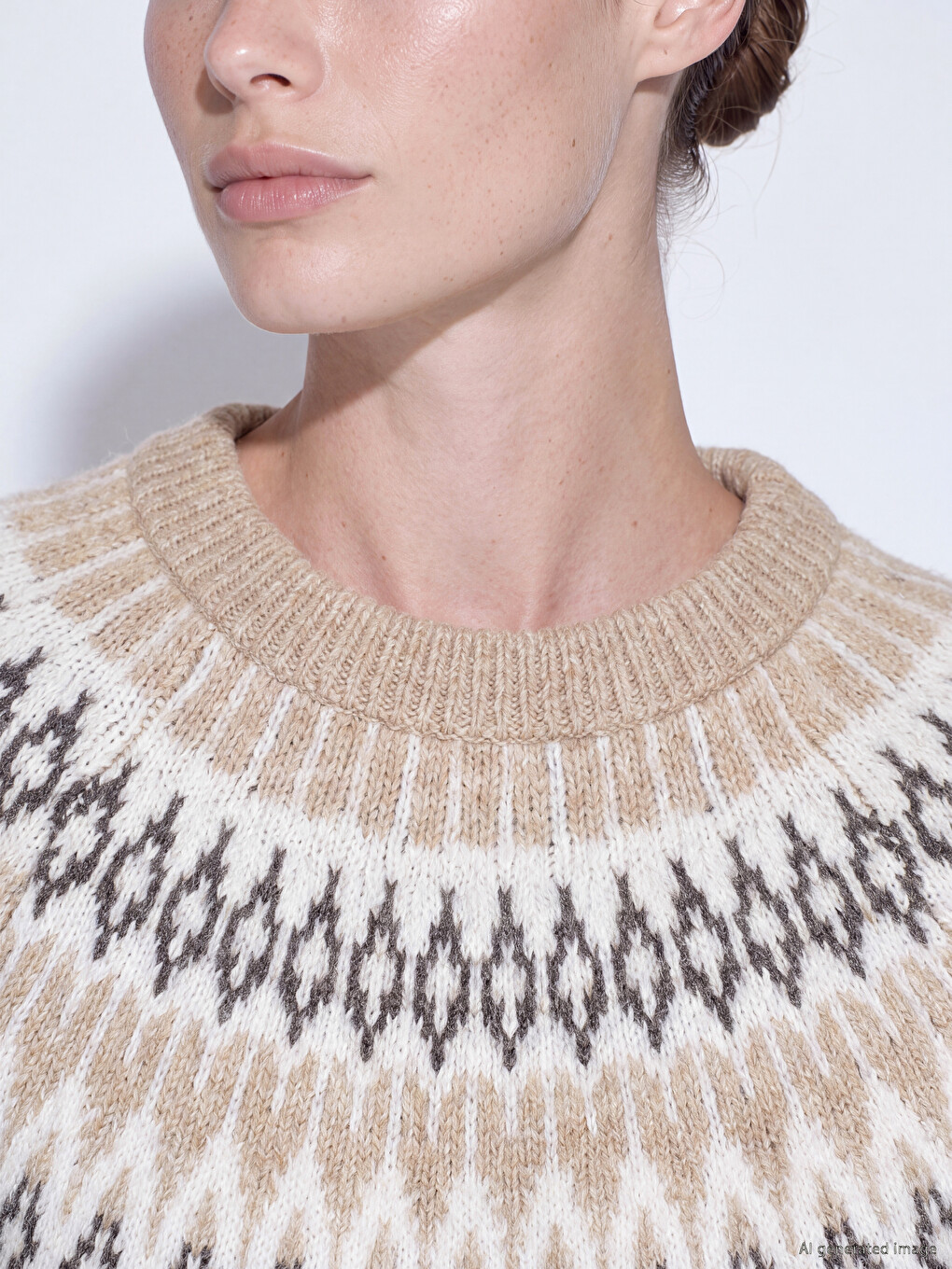 Crew Neck Patterned Women's Knitwear Sweater-2
