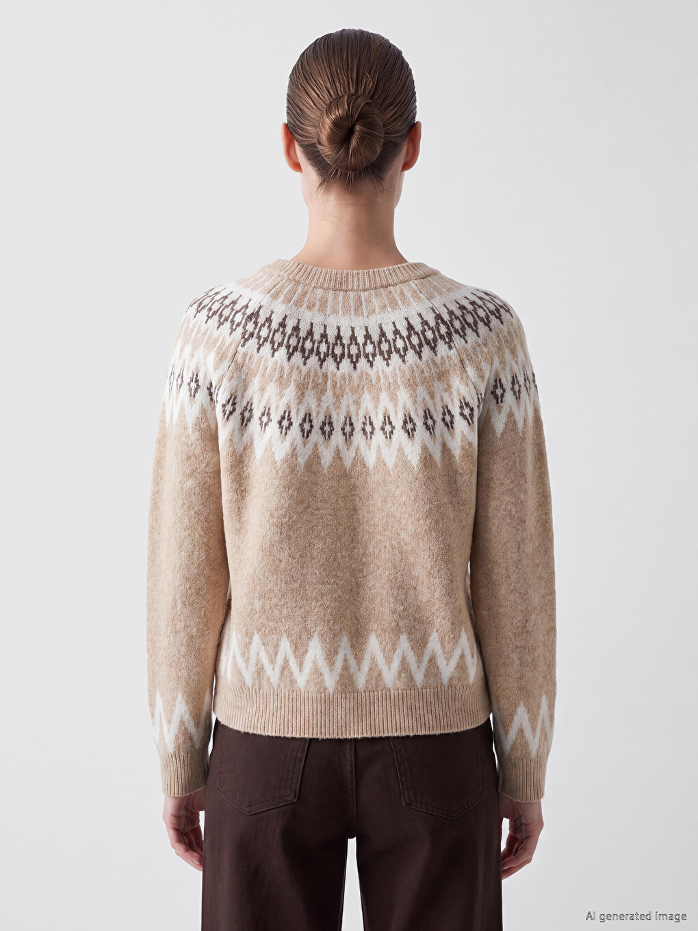 Crew Neck Patterned Women's Knitwear Sweater-3