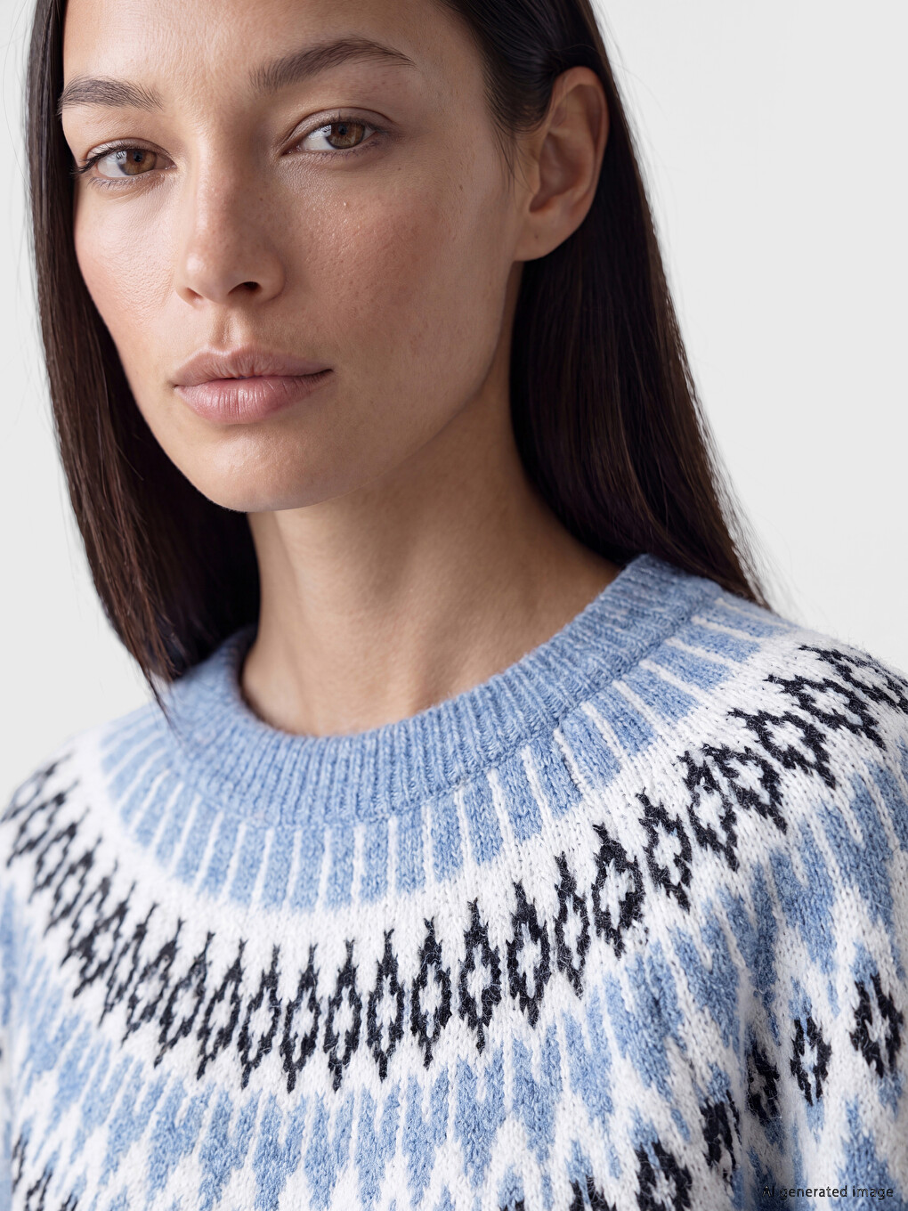 Crew Neck Patterned Women's Knitwear Sweater-2