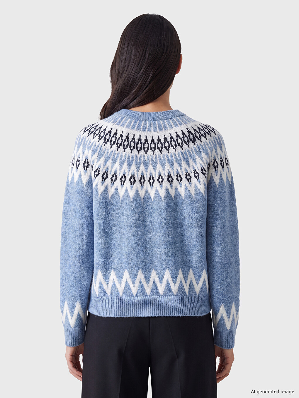 Crew Neck Patterned Women's Knitwear Sweater-3