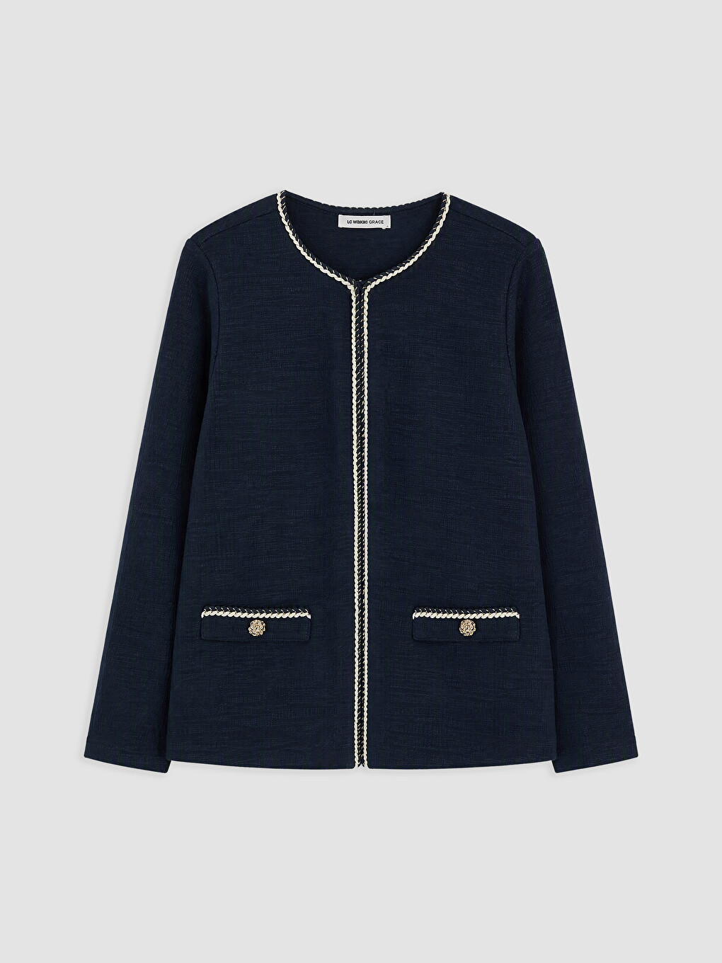 Crew Neck Embroidered Women's Cardigan-4