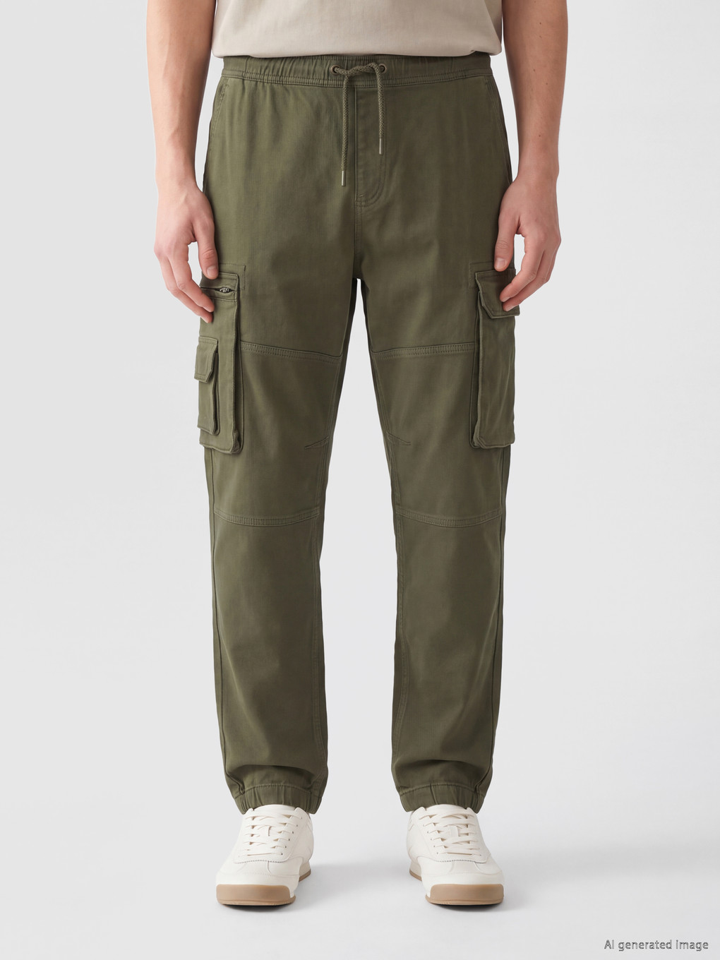 Man Khaki Cargo Trousers-1