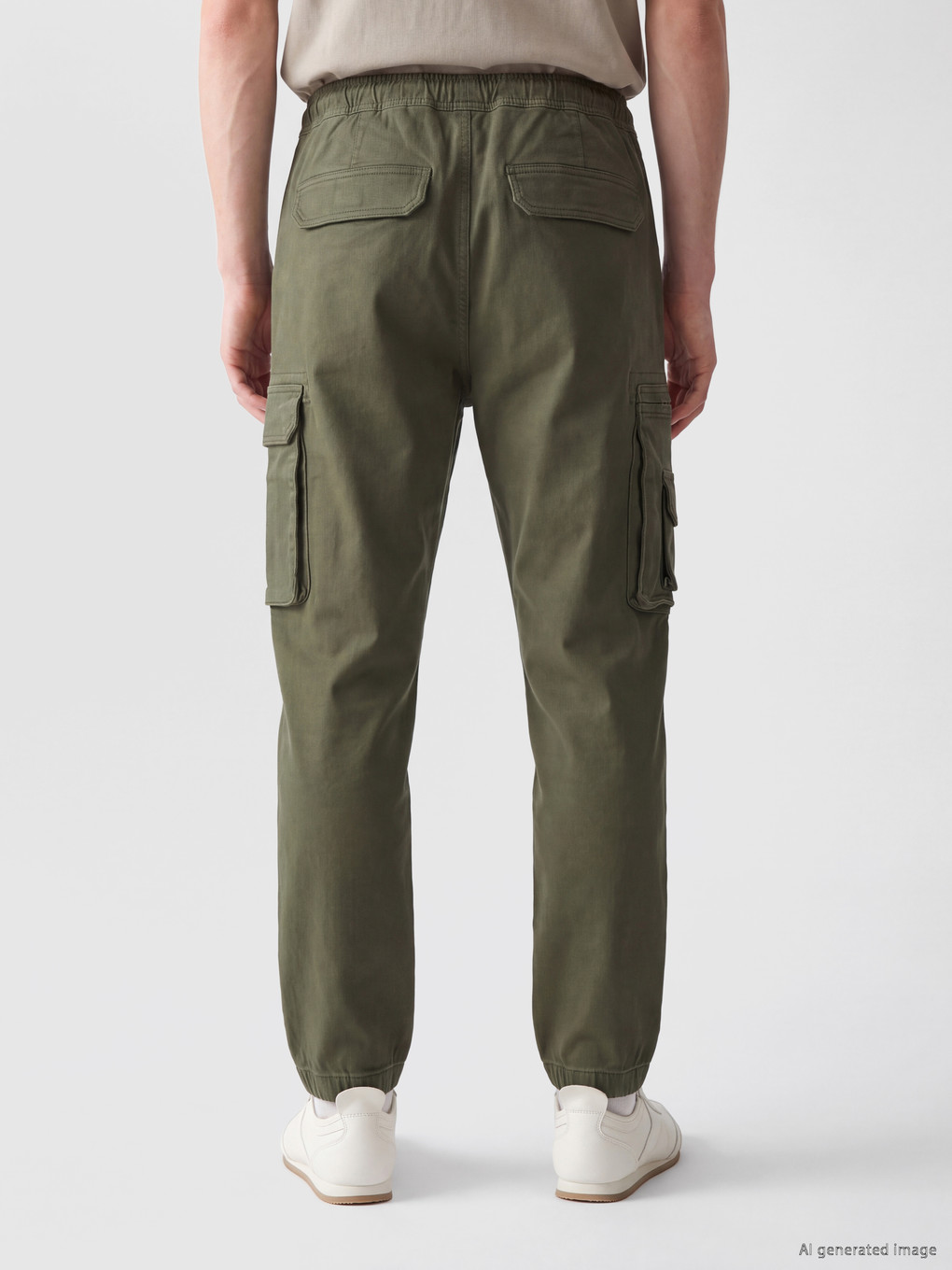 Man Khaki Cargo Trousers-3